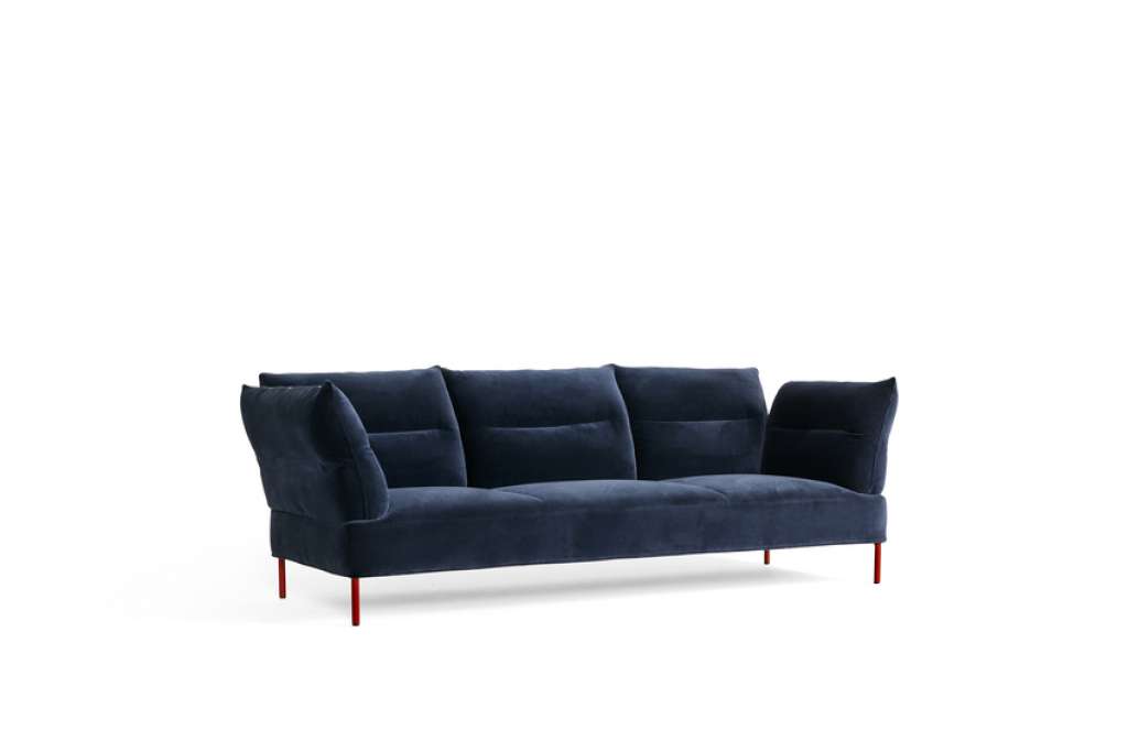 HAY - Pandarine 3 Sitzer Sofa flache Armlehnen - Lola Navy - Eiche lackiert maroon red - indoor
