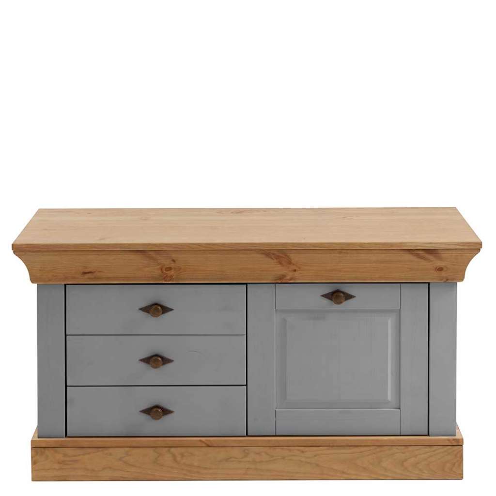 Schuhbank in Grau Kiefer teilmassiv Landhaus Design