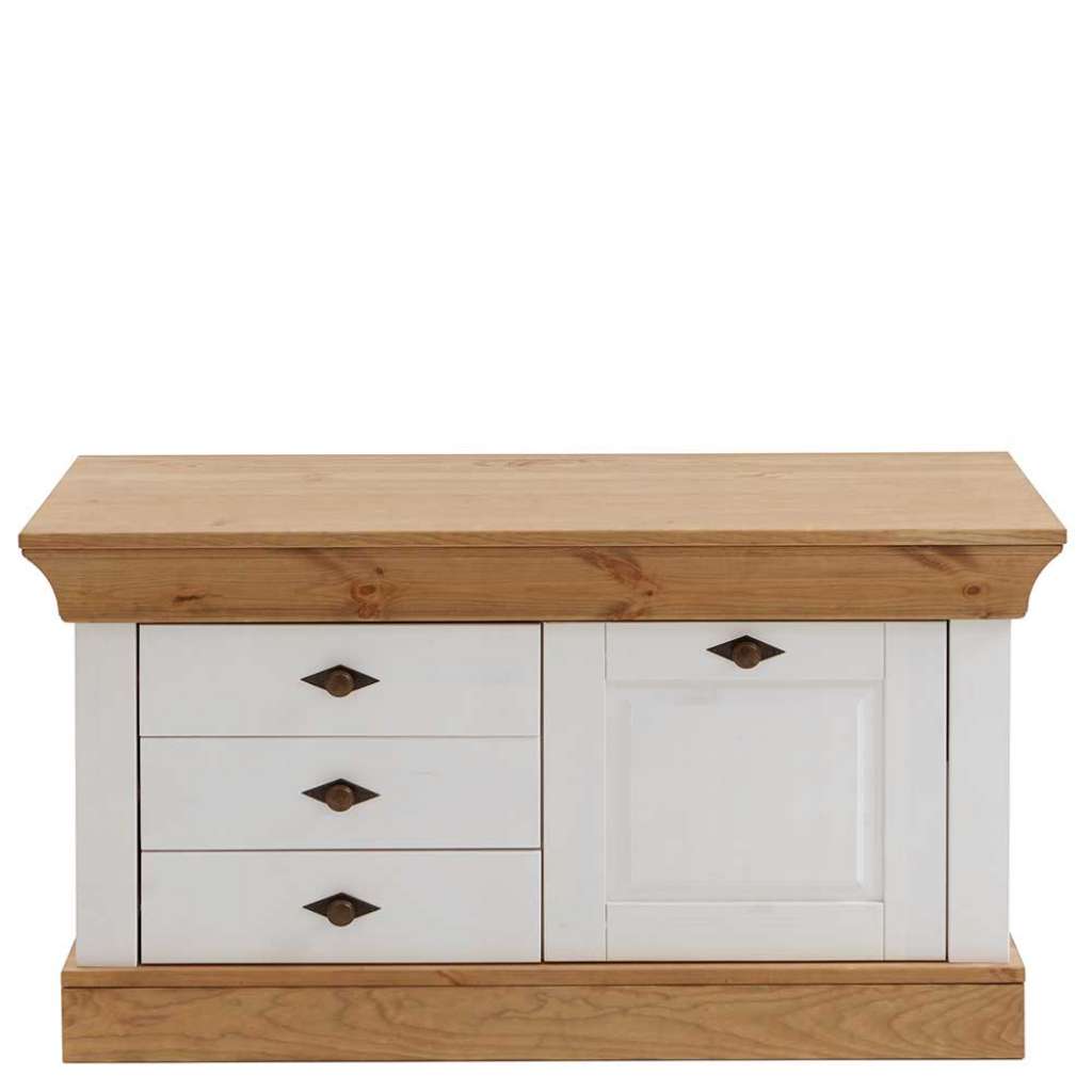 Dielenbank in Weiß Kiefer teilmassiv Klappe