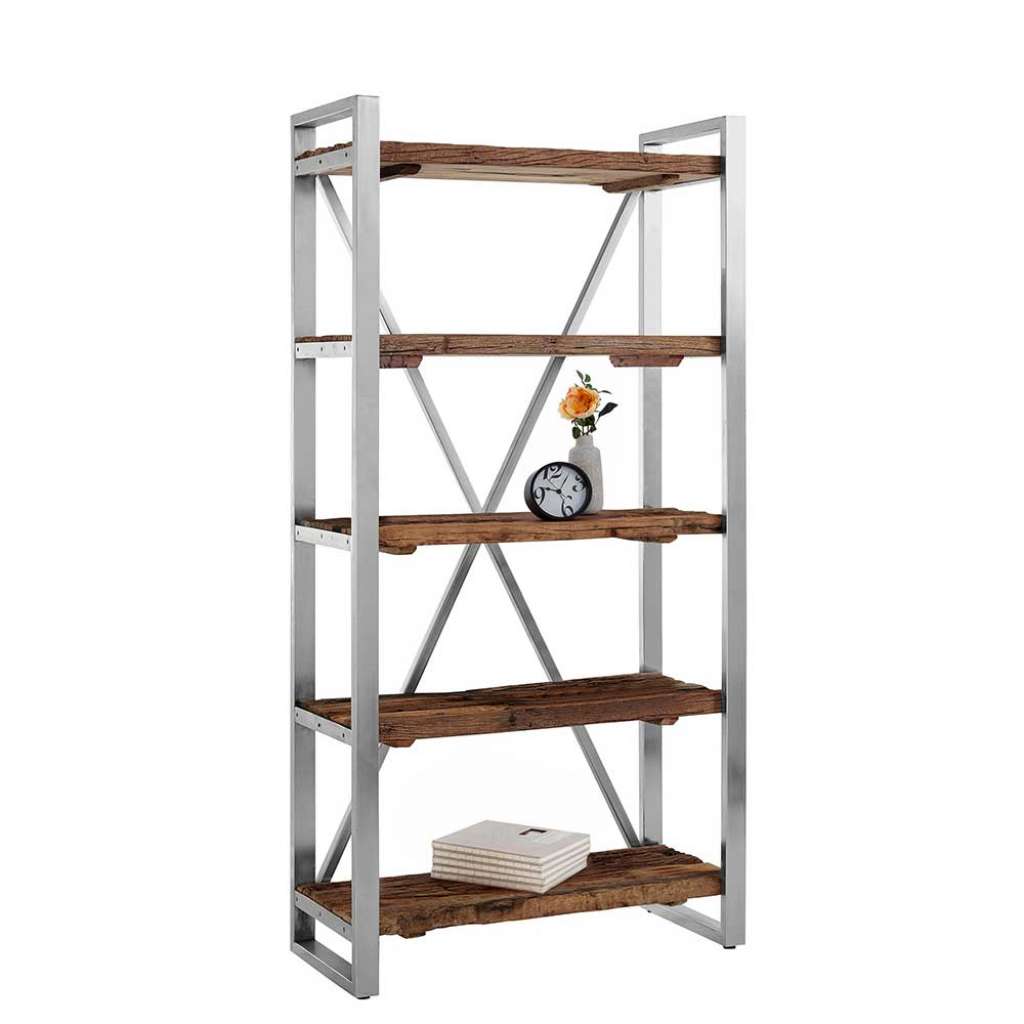 Standregal aus Mangobaum Massivholz und Metall 40 cm tief