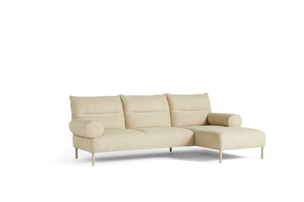 HAY - Pandarine 3 Sitzer mit Chaiselounge runde Armlehnen - Lint Beige - geölte Eiche - indoor