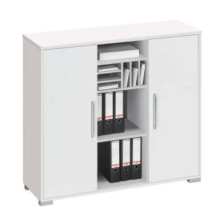 Hochglanz Aktenschrank in Weiß 110 cm hoch