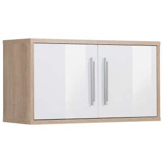 Hängender Büroschrank in Weiß und Sonoma Eiche 80 cm breit
