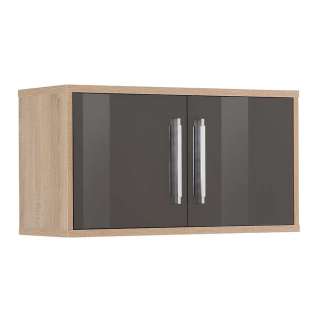 Hängender Ordnerschrank in Grau Hochglanz und Sonoma Eiche 80 cm breit