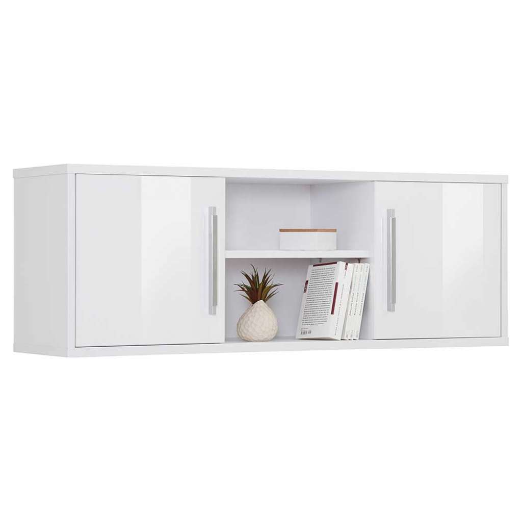 Hochglanz Hängeschrank in Weiß Büro