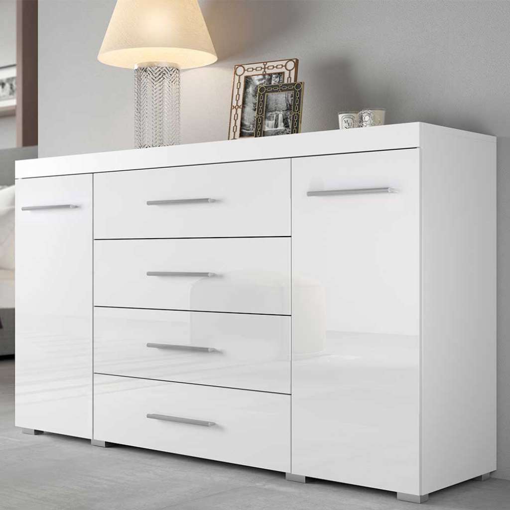 Hochglanz Sideboard in Weiß 140 cm breit