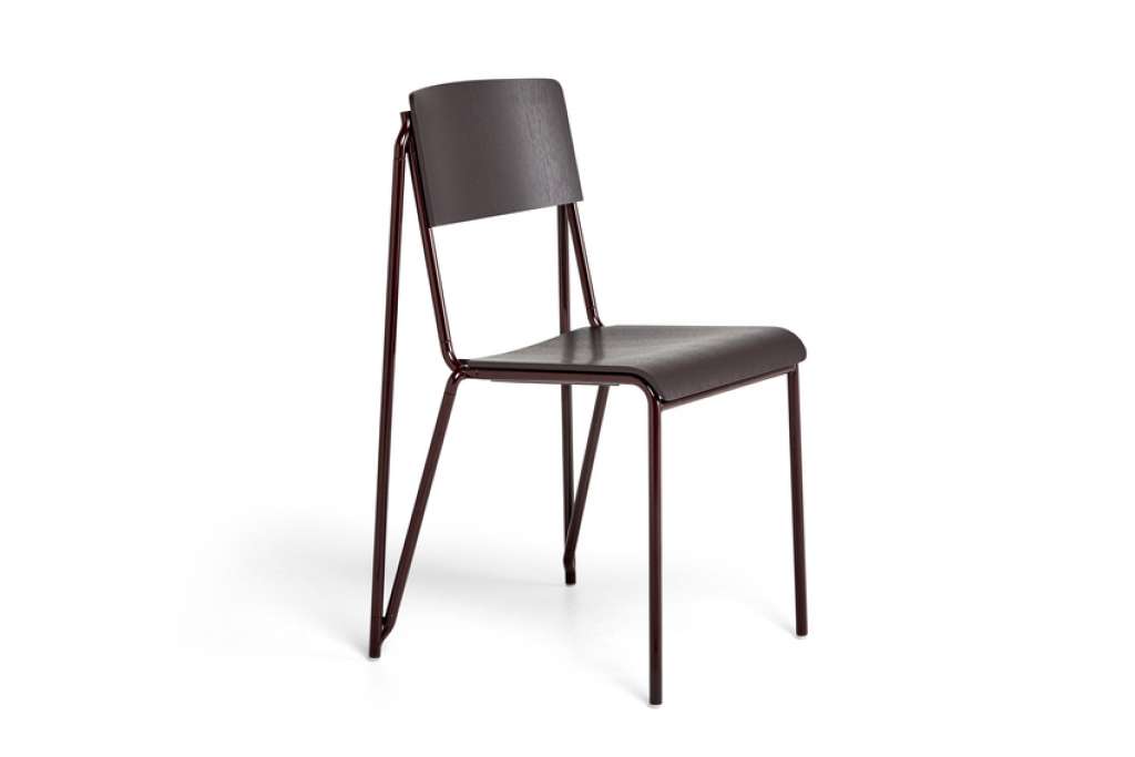 HAY - Petit Standard Stuhl - Schale Eichenfurnier bordeaux - Gestell bordeaux - indoor