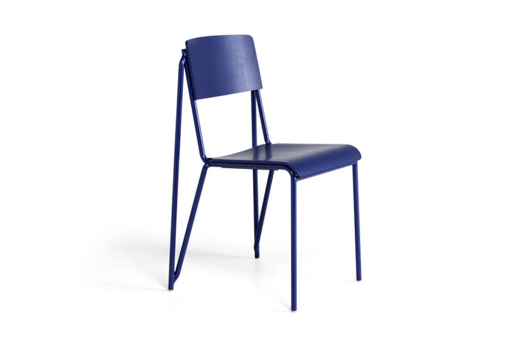 HAY - Petit Standard Stuhl - Schale Eichenfurnier marine - Gestell marine - indoor