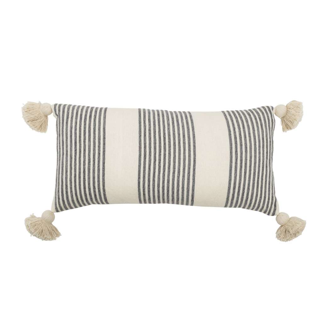Bloomingville - gestreiftes Kissen - Viskose - grau - indoor