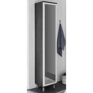 Badezimmer Hochschrank in Dunkelgrau Spiegel