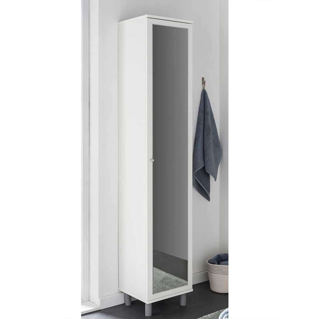 Badmidischrank in Weiß Spiegeltür