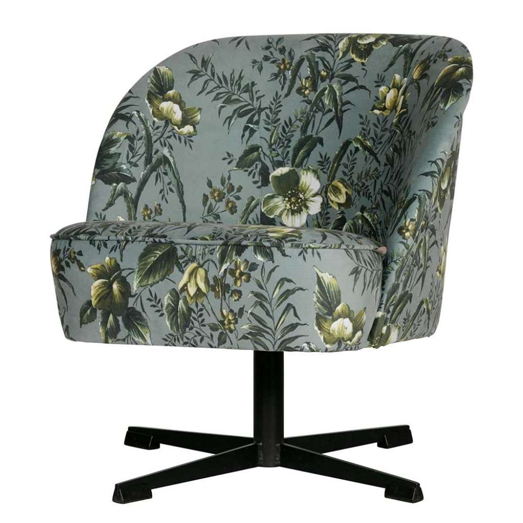 Drehbarer Polstersessel mit Blumenmuster Retrostil