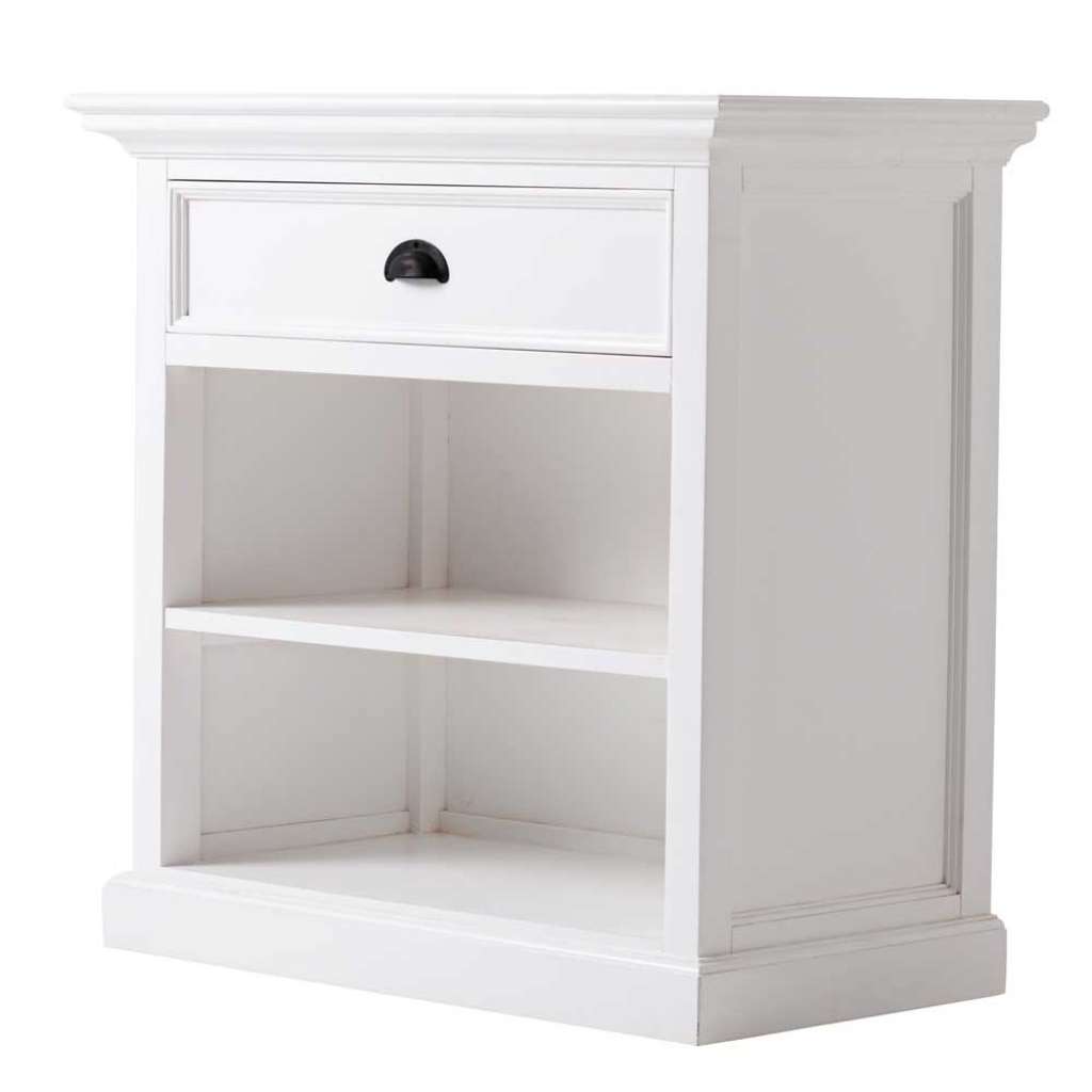 Weißer Nachtschrank 60 cm hoch Mahagoni teilmassiv