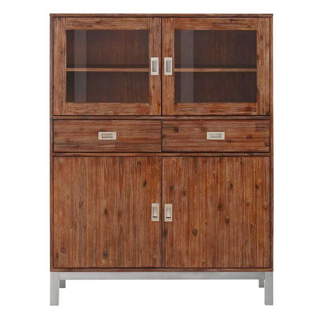 Wohnzimmer Highboard aus Akazie Massivholz 140 cm hoch
