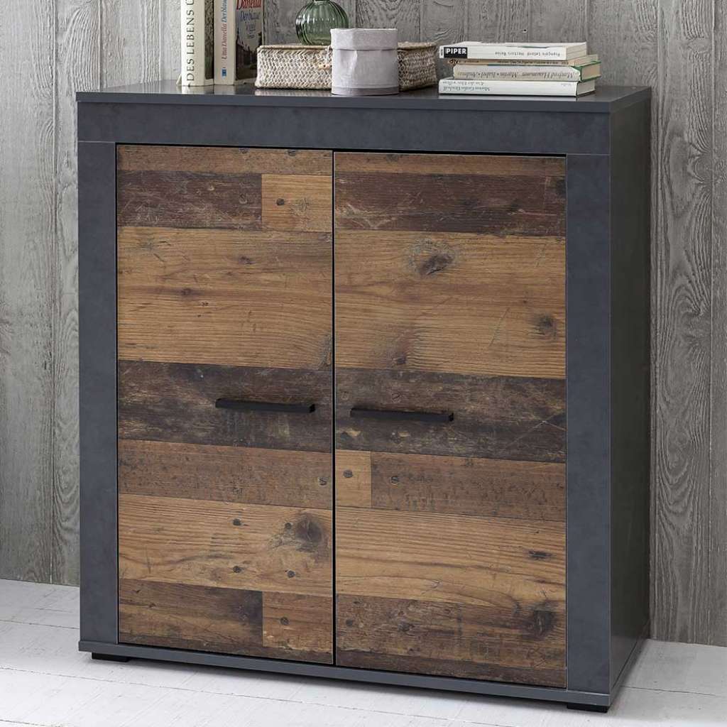 Wohnzimmer Kommode Altholz Braun Optik in 80 cm breit
