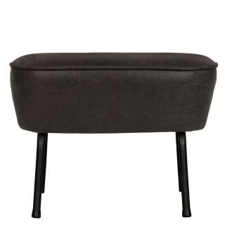 Schwarzer Hocker aus Recyclingleder Retro Design