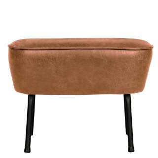 Hocker in Cognac Braun Recyclingleder Retro Look