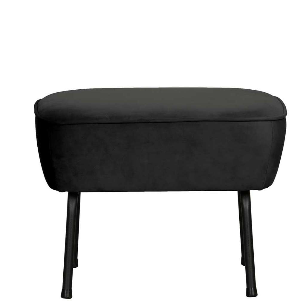 Fußhocker in Schwarz Samt Retro Design