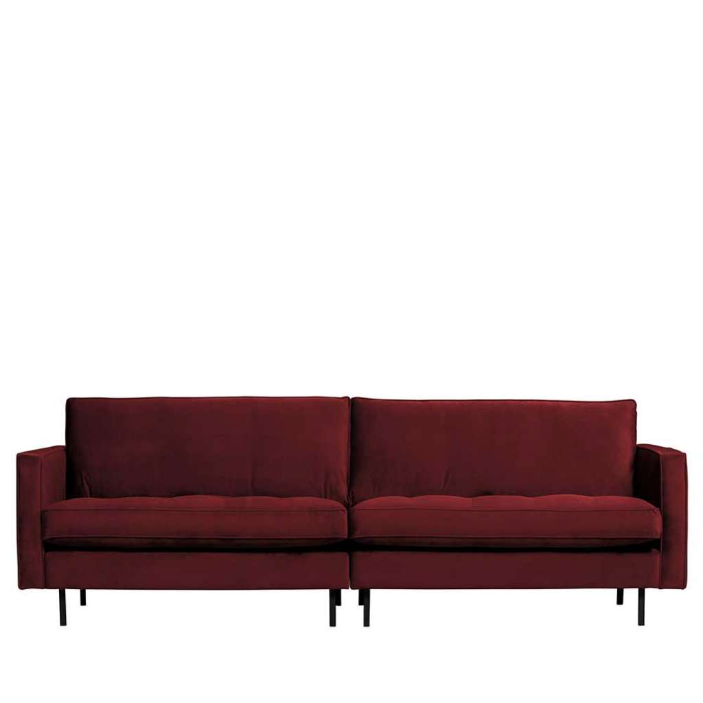 Samt Couch in Dunkelrot 275 cm breit