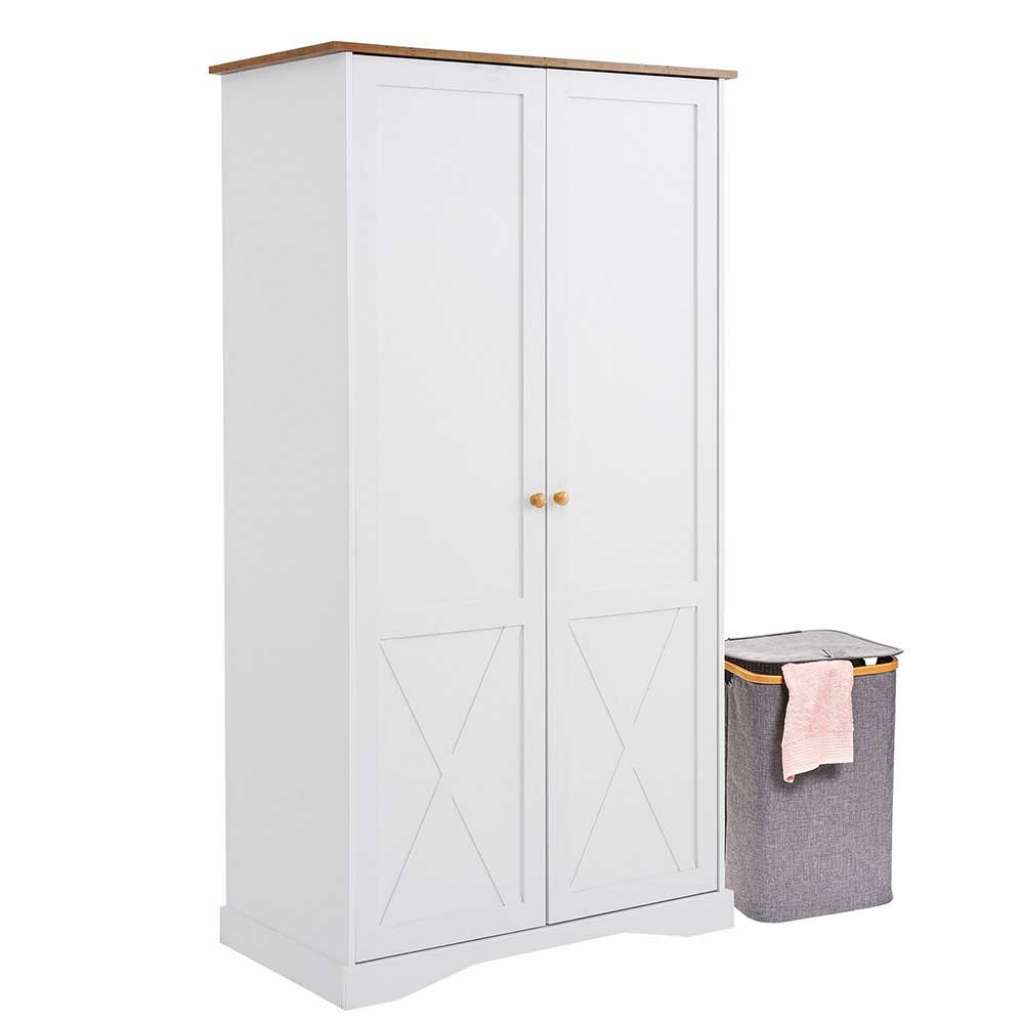 Schlafzimmerkleiderschrank in Weiß und Eiche Optik 190 cm hoch
