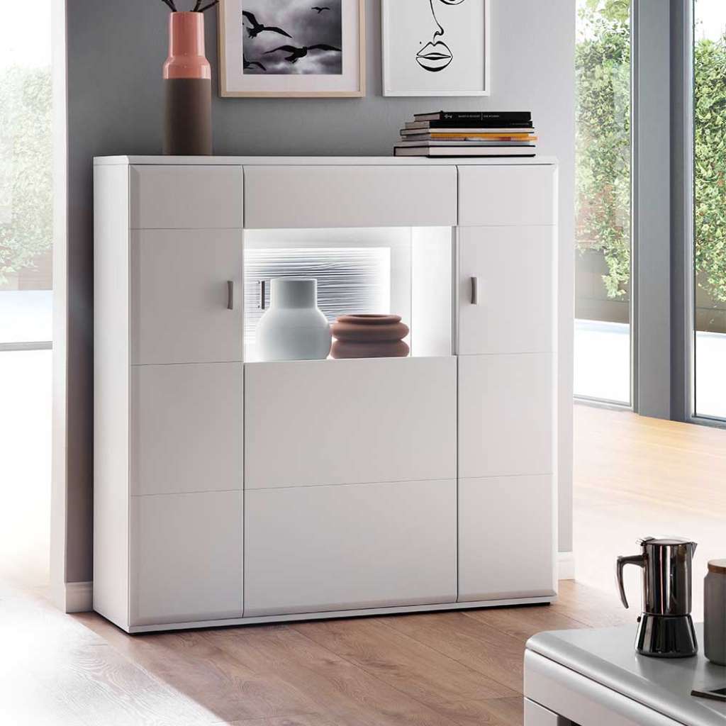 Wohnzimmer Kommode in Weiß und Anthrazit 120 cm breit