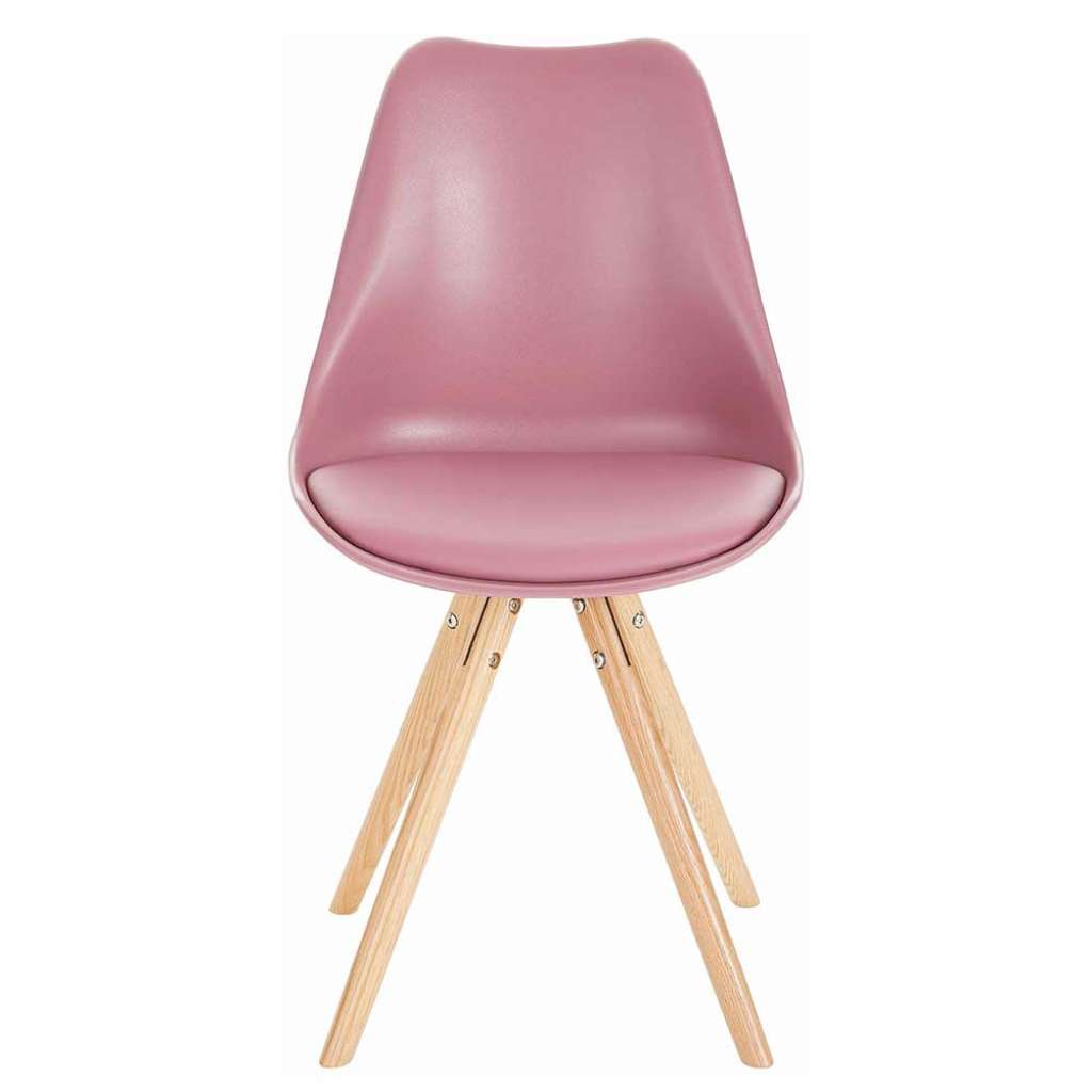 Design Schalenstühle in Rosa Massivholzgestell (2er Set)