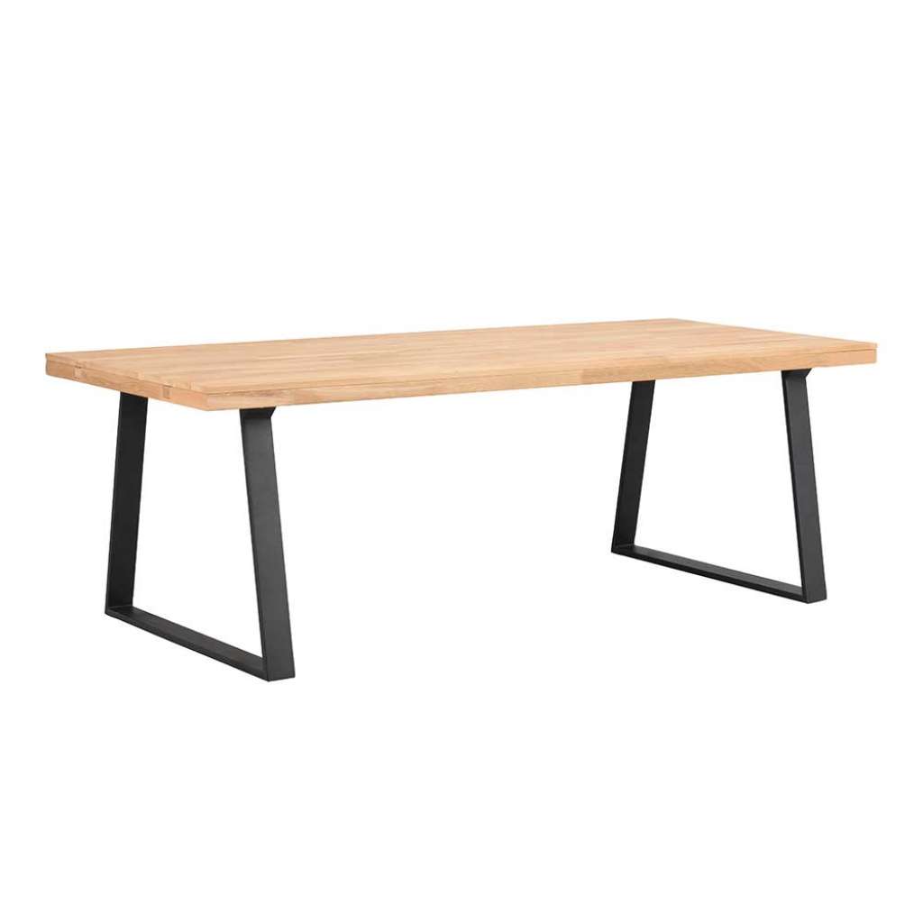 Bügelgestell Tisch mit Eiche Massivholzplatte 220 cm breit