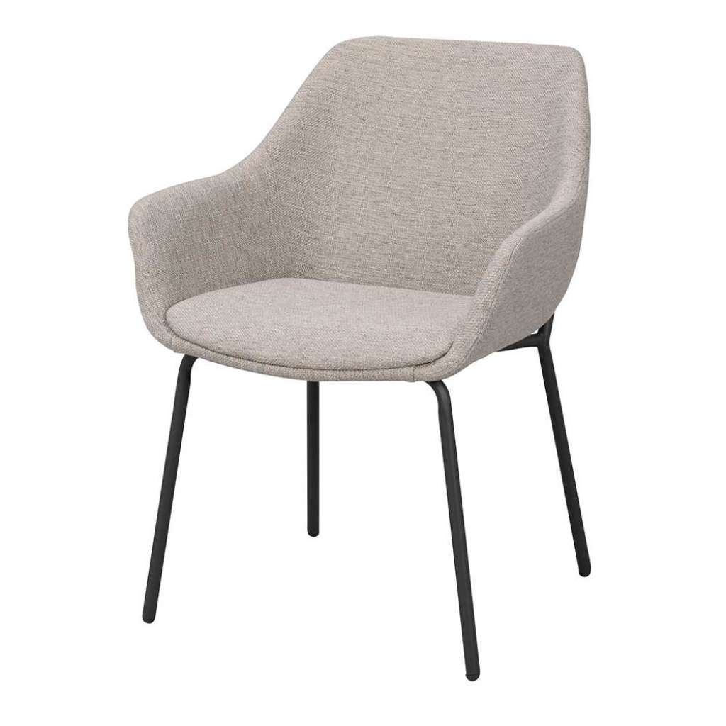 Esszimmer Polsterstühle in Hellgrau Webstoff Metallgestell (2er Set)