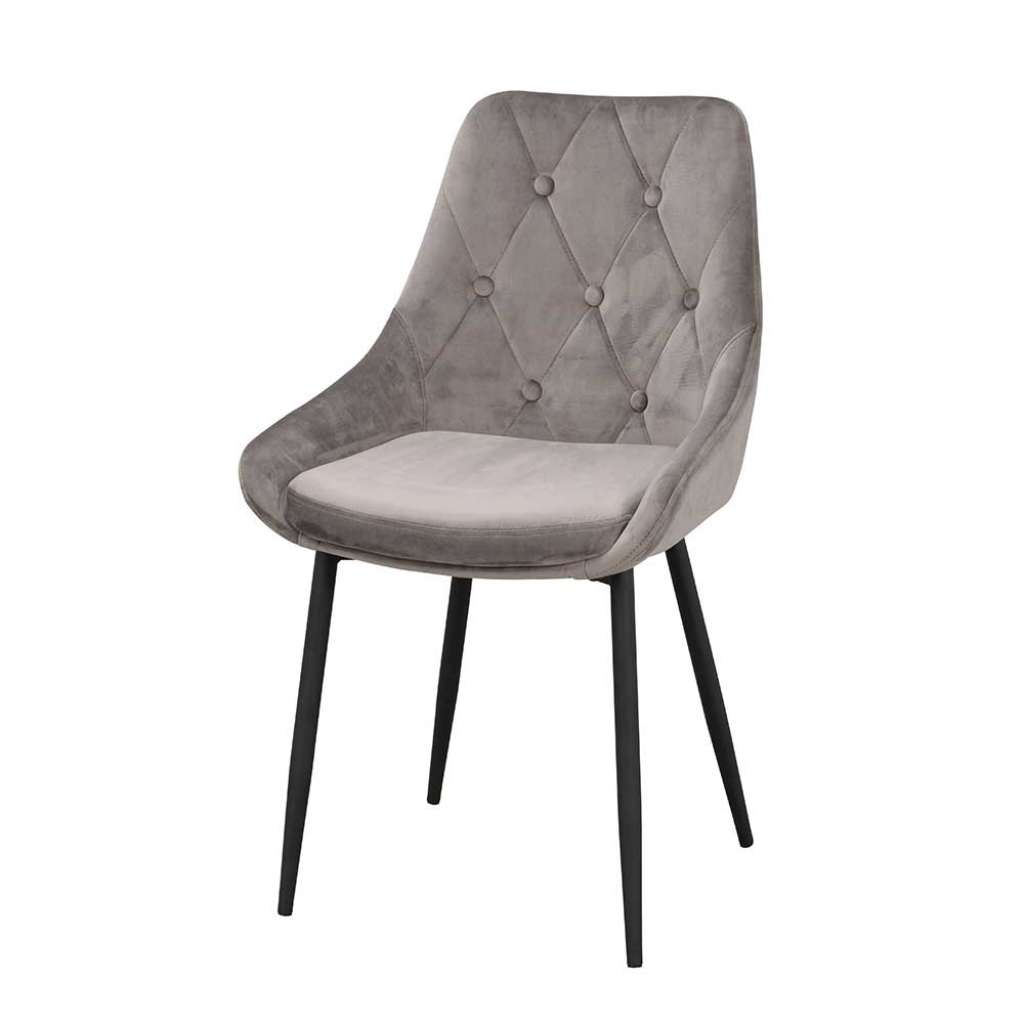 Samt Küchenstühle in Grau Metallgestell (2er Set)