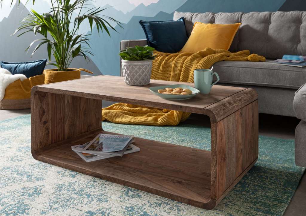 Couchtisch Sheesham 100x50x40 braun geölt LOUNGE Collection #03