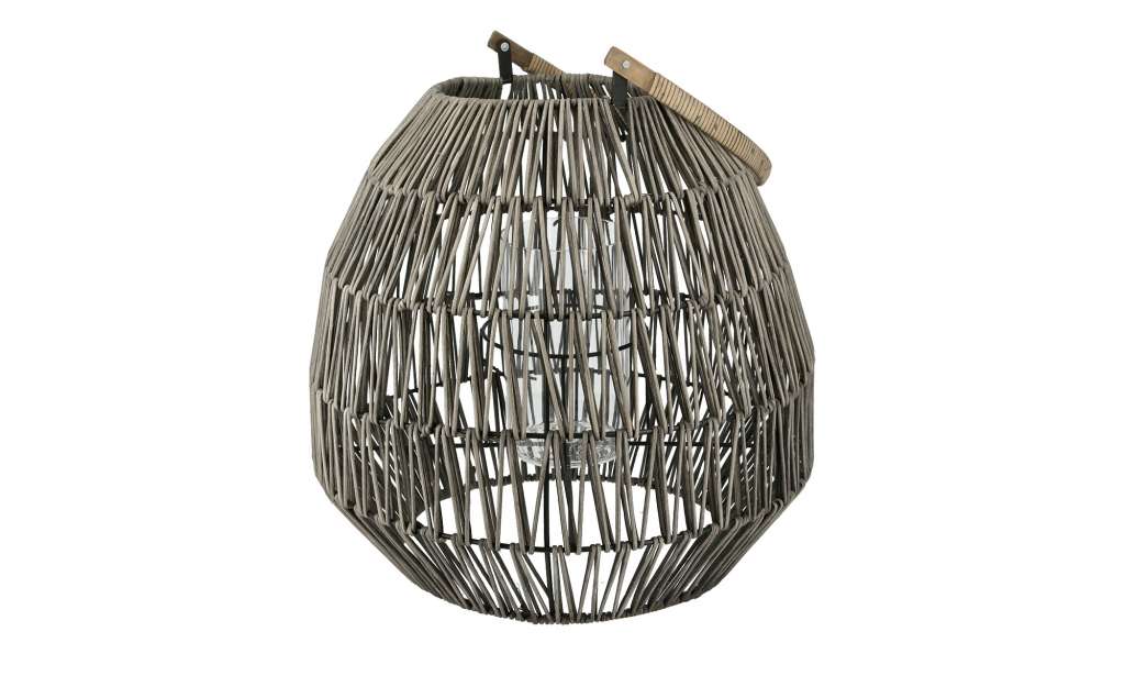 Laterne ¦ grau ¦ Glas , Metall, Rattan ¦ Maße (cm): H: 60 Ø: 40 Dekoration > Laternen & Windlichter - Höffner
