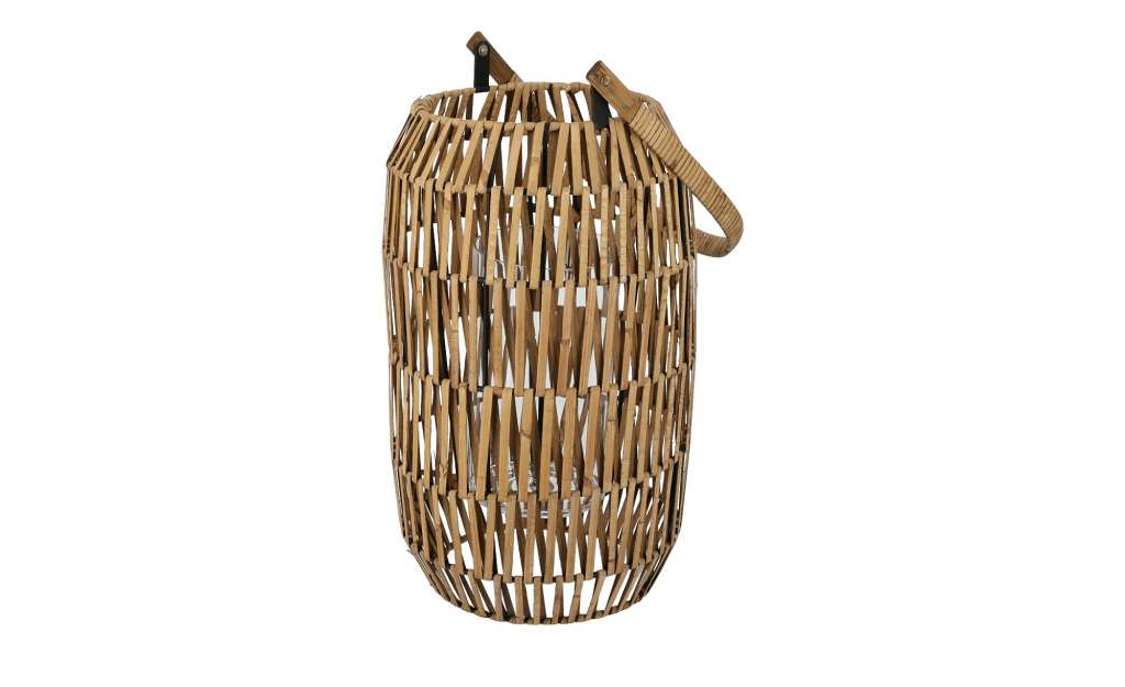 Laterne ¦ braun ¦ Metall, Rattan, Glas  ¦ Maße (cm): H: 56 Ø: 21 Dekoration > Laternen & Windlichter - Höffner