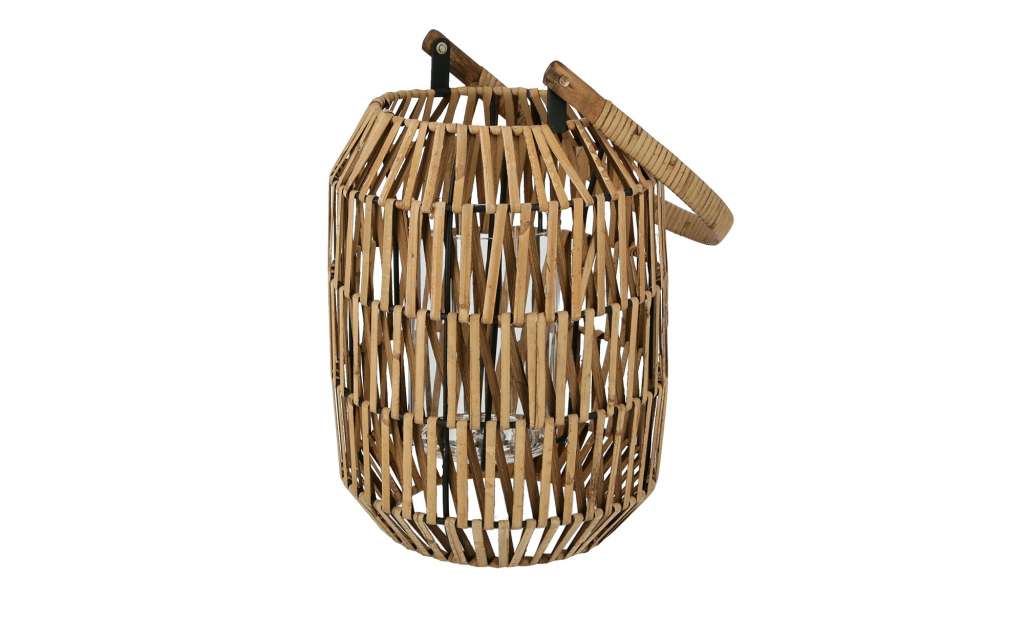 Laterne ¦ braun ¦ Metall, Rattan, Glas  ¦ Maße (cm): H: 46 Ø: 20 Dekoration > Laternen & Windlichter - Höffner