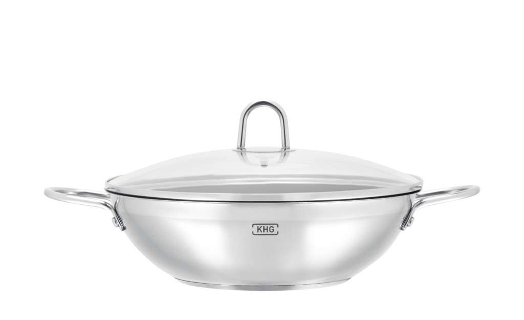 KHG Wok 28 cm ¦ silber ¦ Glas , Edelstahl ¦ Maße (cm): H: 8 Ø: 28 Töpfe & Pfannen & Zubehör > Wok - Höffner