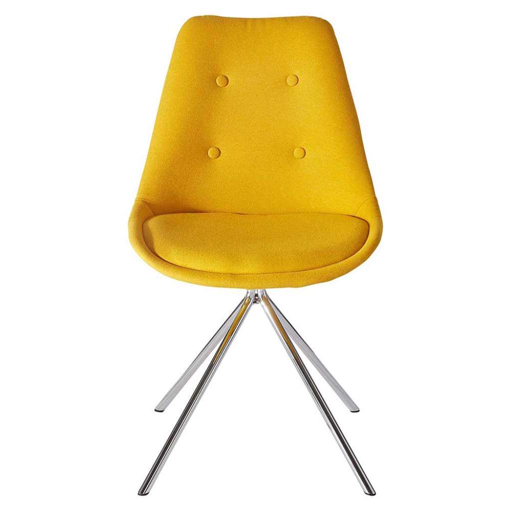 Designstühle in Gelb Microfaser verchromtem Metallgestell (2er Set)