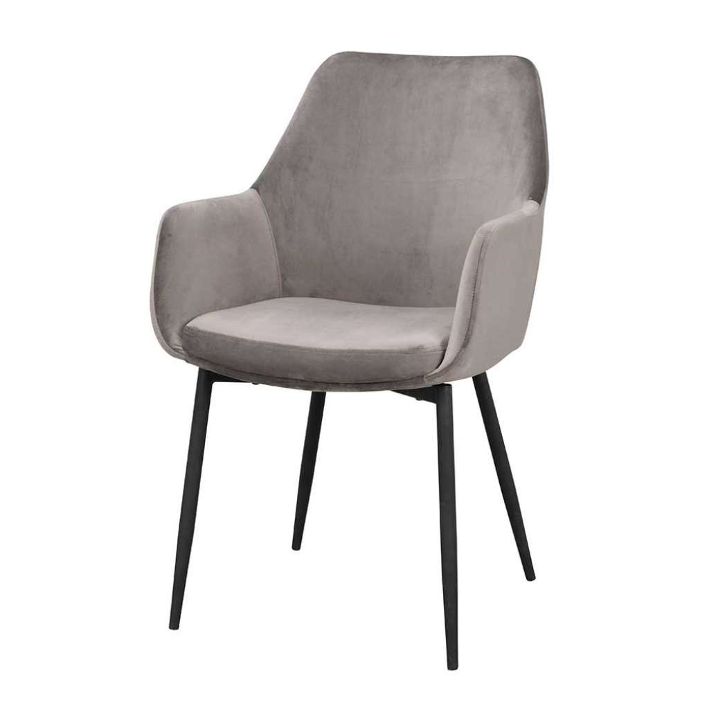 Armlehnenstühle in Grau Samt Skandi Design (2er Set)