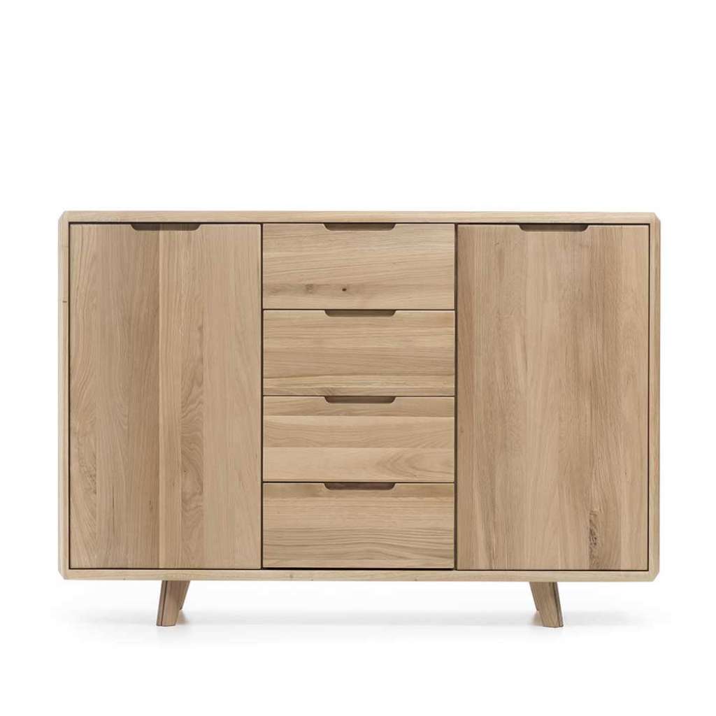 Esszimmer Sideboard aus Wildeiche Massivholz Weiß geölt