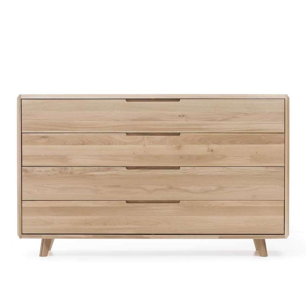 Schubladensideboard aus Wildeiche Massivholz Weiß geölt