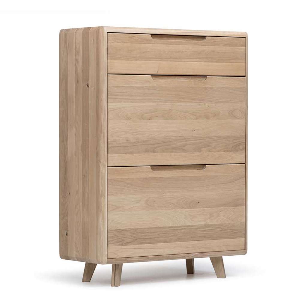 Schuhkommode aus Wildeiche Massivholz Weiß geölt