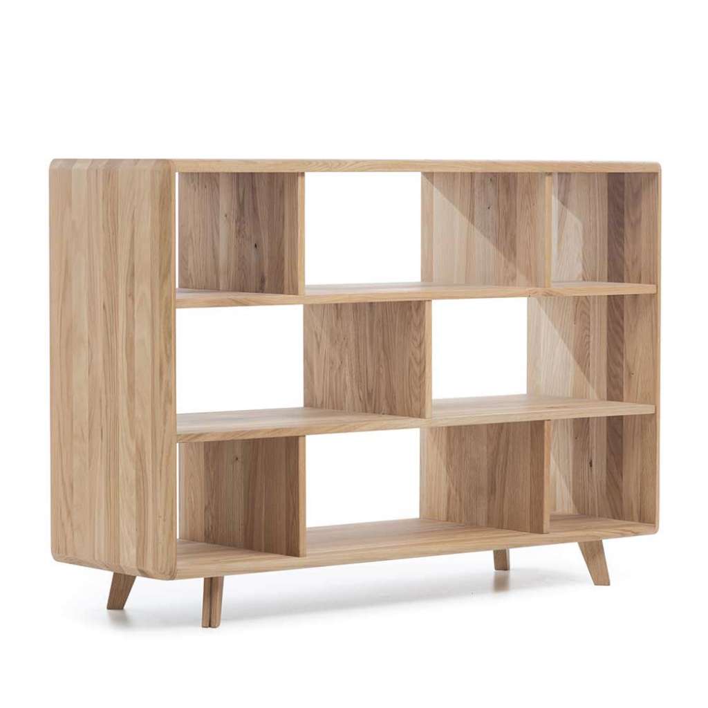 Raumteiler Regal aus Wildeiche Massivholz Weiß geölt