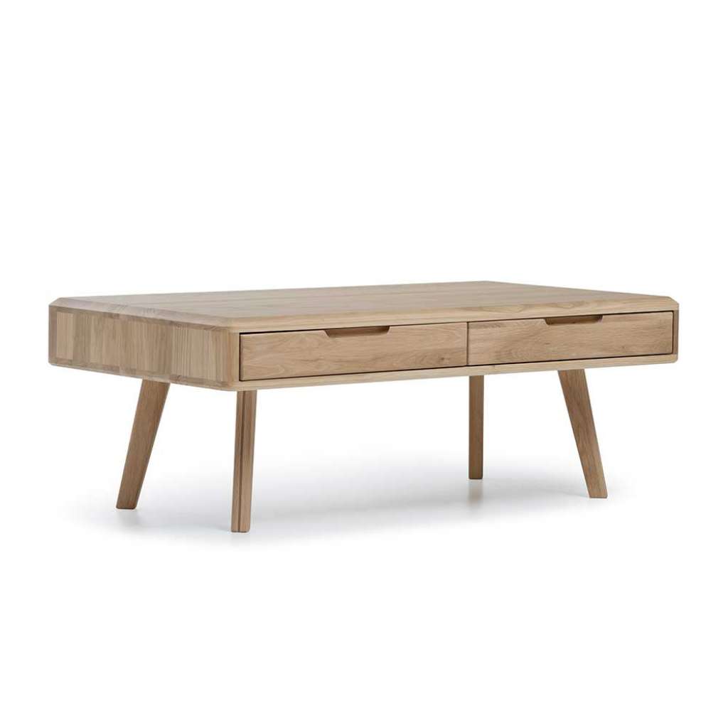 Wohnzimmertisch aus Wildeiche Massivholz Weiß geölt