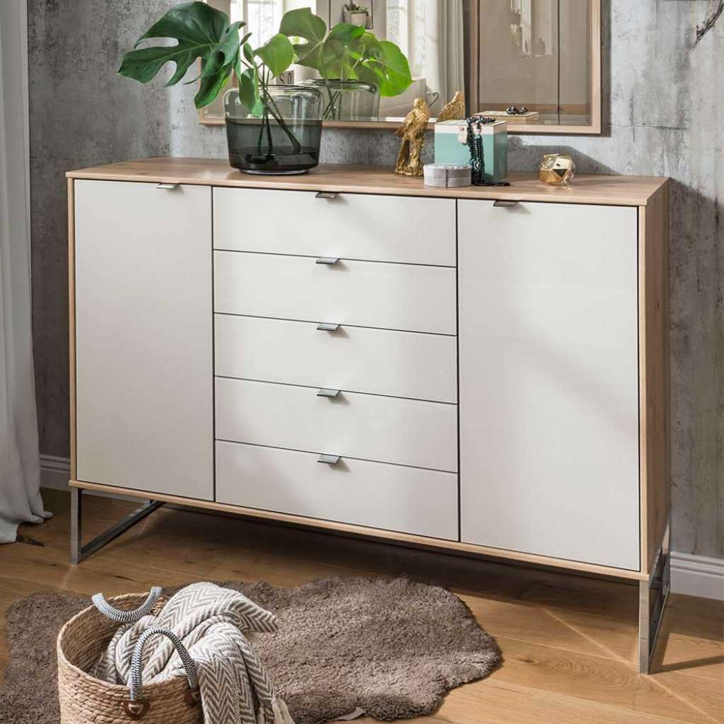 Anrichte in Beige und Eiche Bianco Made in Germany