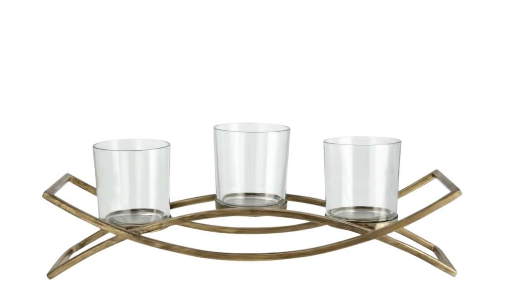 Teelichthalter ¦ gold ¦ Glas , Metall ¦ Maße (cm): B: 37,5 H: 13,5 T: 9,5 Dekoration > Kerzen & Lichter > Kerzenständer - Höffner