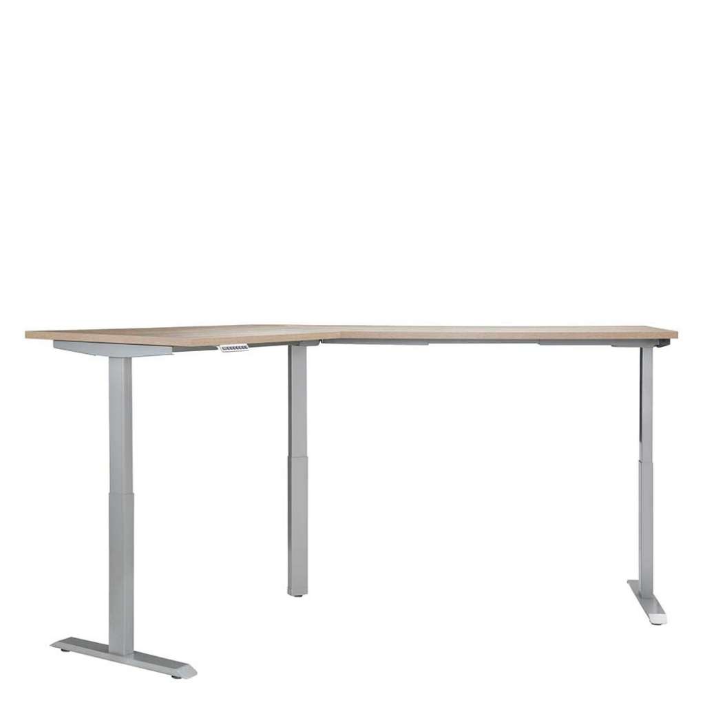 Höhenverstellbarer Bürotisch in Grau und Sonoma Eiche Made in Germany