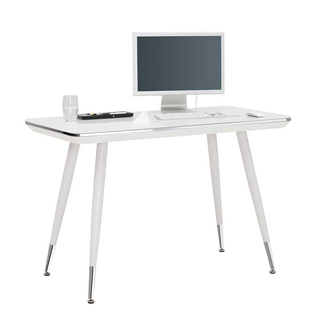 Büroschreibtisch mit Weißglasplatte 120 cm breit