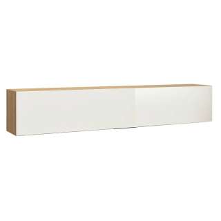 Klappen Hängeschrank in Weiß und Eiche Optik Glas beschichtet