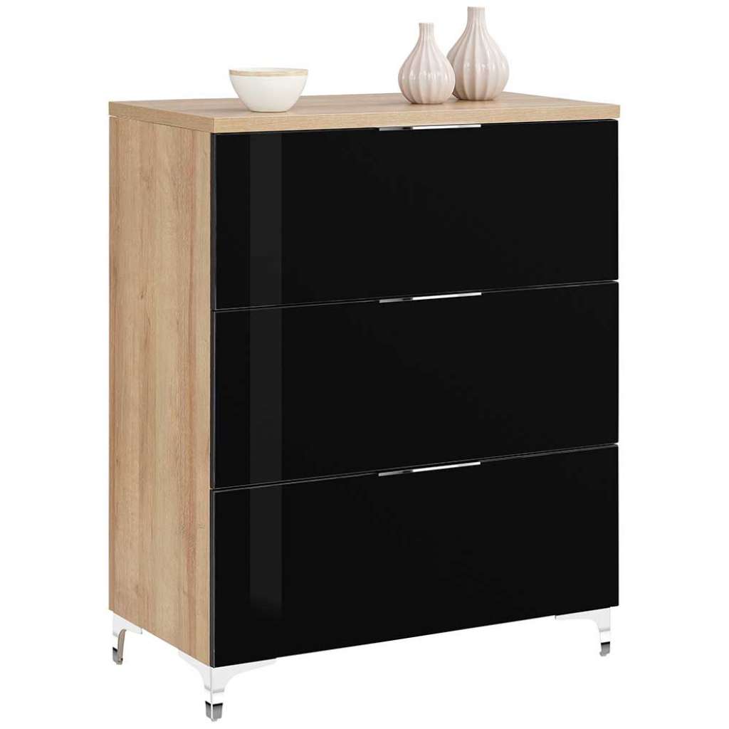 Herrenkommode in Schwarz Glas beschichtet 90 cm breit