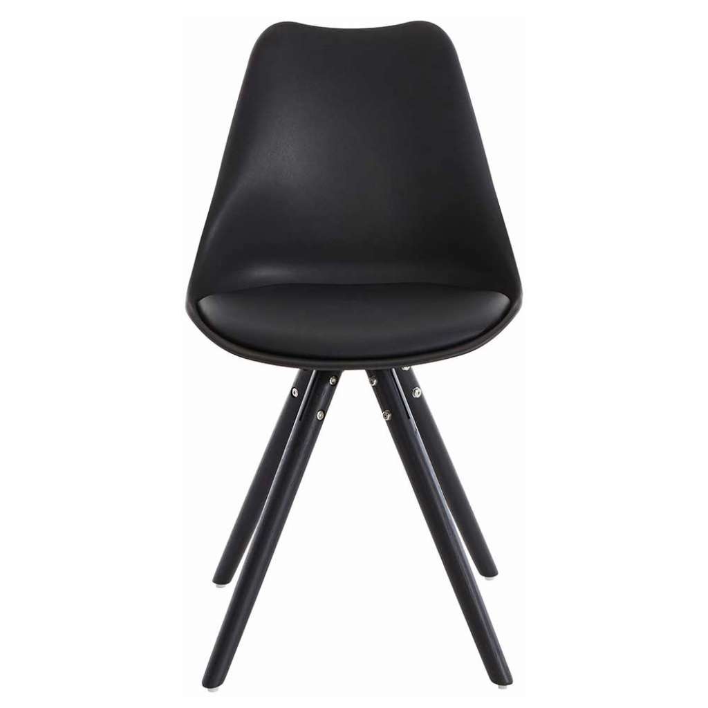 Schalenstühle in Schwarz Massivholzgestell (2er Set)