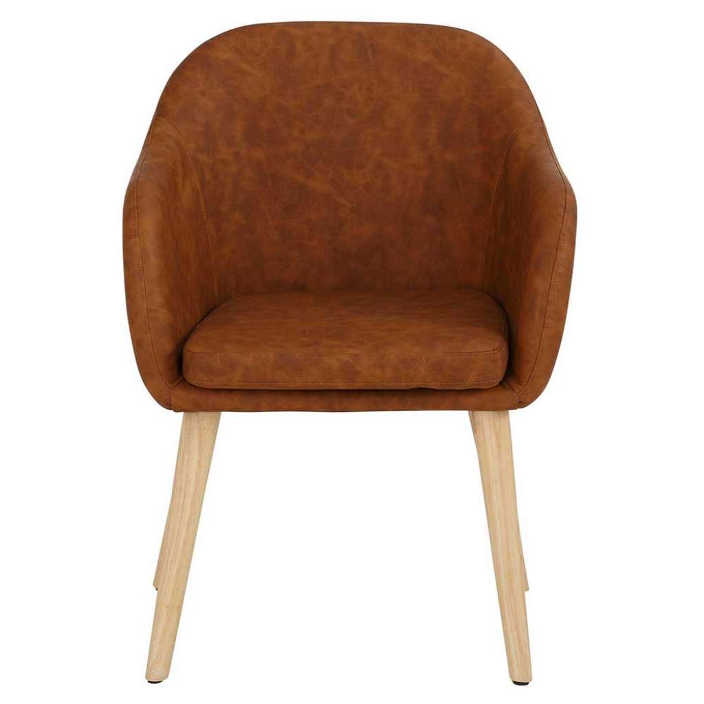 Esszimmer Polsterstühle in Cognac Braun Kunstleder Massivholzgestell (2er Set)