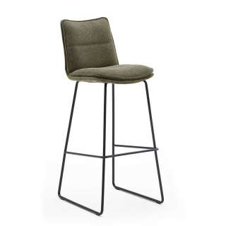 Drehbare Barstühle in Olivgrün Chenillegewebe Loft Design (2er Set)